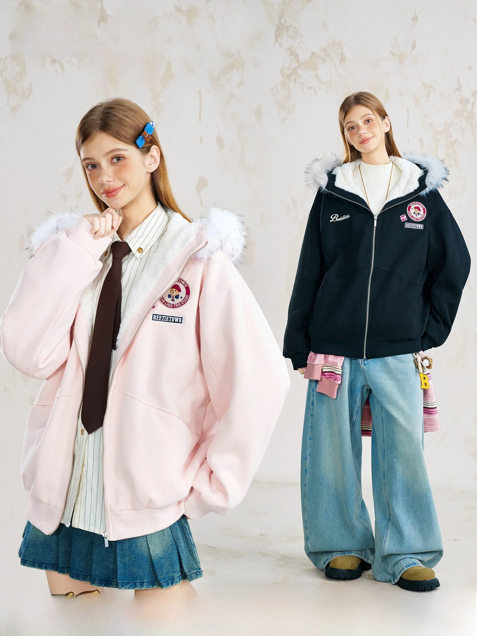 Beetle Town Thiened Removable Fur Collar Women's Cotton Jaet Coat Sweet Sle Loose Fit Long Sve Zipper Closure
Beetle Town Thiened Removable Fur Collar Women's Cotton Jaet Coat Sweet Sle Loose Fit Long Sve Zipper Closure