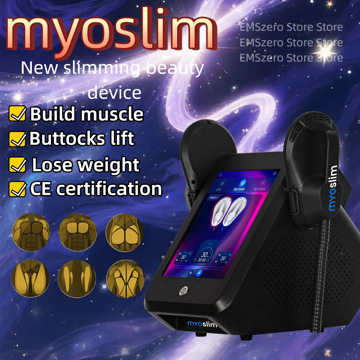 Myoslim 6500 Вт Высококачественное косметическое устройство для похудения, скульптурирования тела, сжигания жира и наращивания мышц
Myoslim 6500 Вт Высококачественное косметическое устройство для похудения, скульптурирования тела, сжигания жира и наращивания мышц