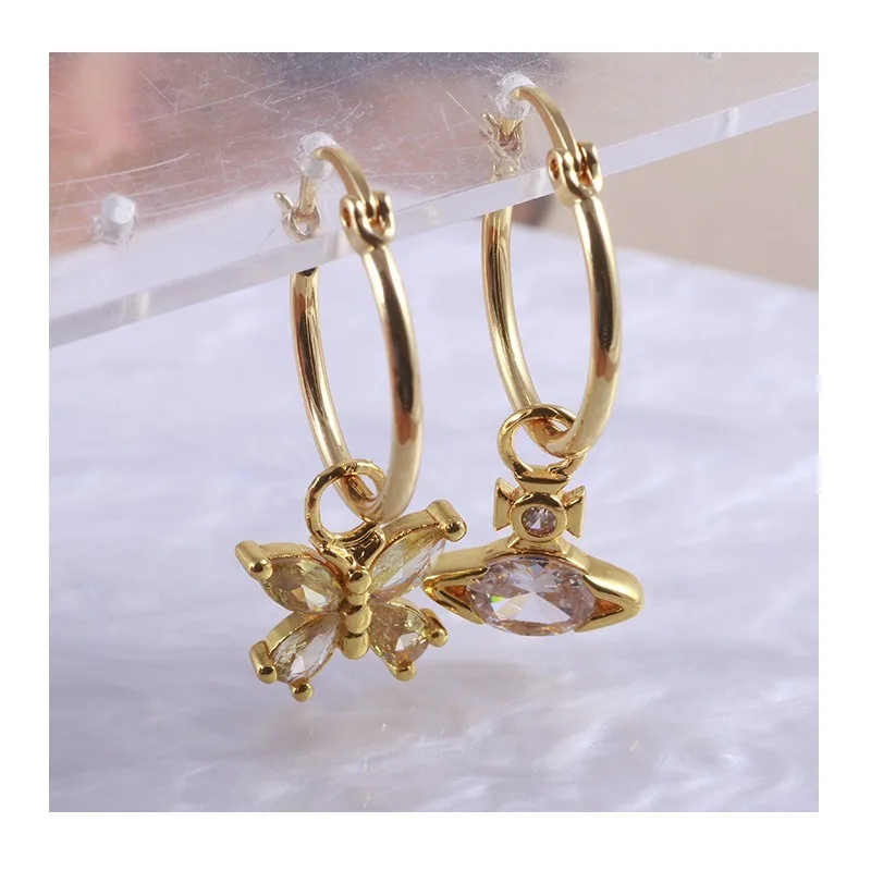 Jewelry Shine Diamond Elegant Sweet Butterfly Planet Gold Plated Circle Asymmetrical Earrings Women
Jewelry Shine Diamond Elegant Sweet Butterfly Planet Gold Plated Circle Asymmetrical Earrings Women