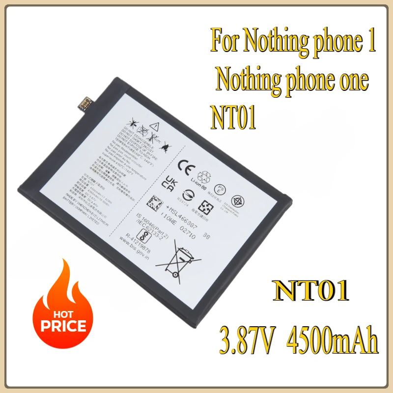 Новый аккумулятор 4500 мАч NT01 для телефона Nothing 1 Nothing phone one NT01 Аккумуляторы для мобильных телефонов
Новый аккумулятор 4500 мАч NT01 для телефона Nothing 1 Nothing phone one NT01 Аккумуляторы для мобильных телефонов