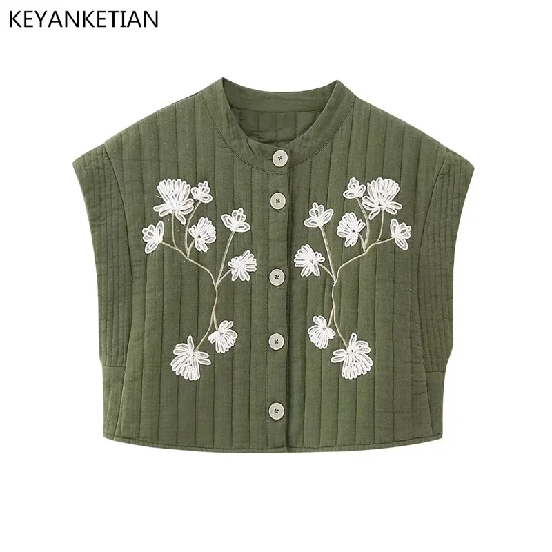 Новинка от KEYANKETIAN, короткий мягкий жилет с цветочной вышивкой, Женская однобортная куртка в стиле ретро армейского зеленого цвета без рукавов, тонкая куртка
Новинка от KEYANKETIAN, короткий мягкий жилет с цветочной вышивкой, Женская однобортная куртка в стиле ретро армейского зеленого цвета без рукавов, тонкая куртка