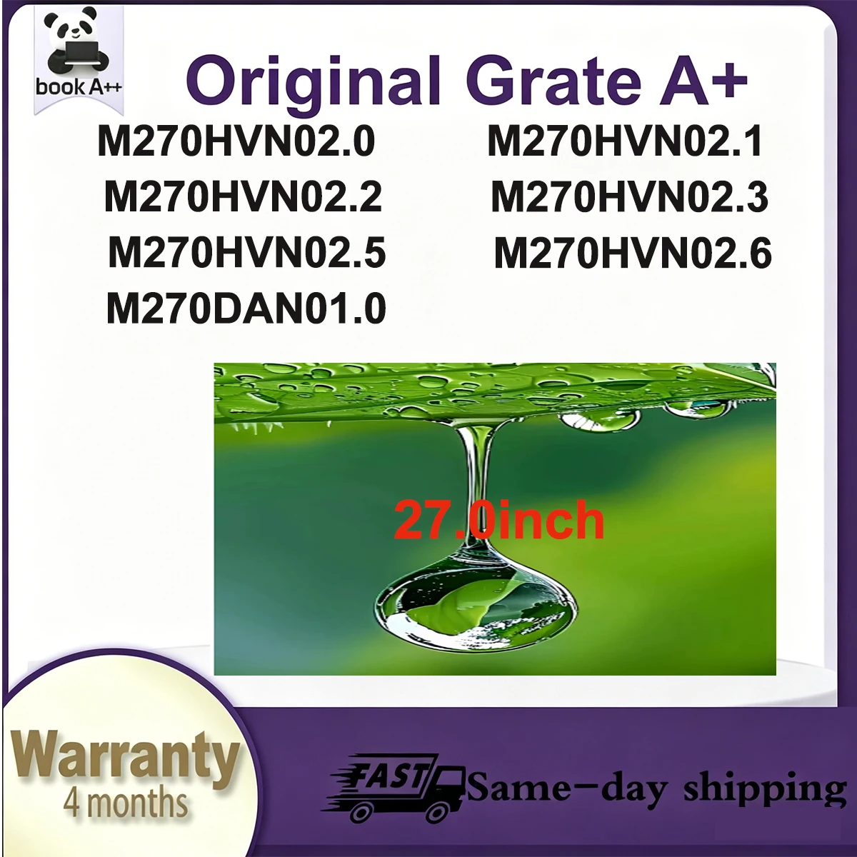 Original New A+27"IPS LCD Screen M270HVN02.0 M270HVN02.1 M270HVN02.2 M270HVN02.3 M270HVN02.5 M270HVN02.6 M270DAN01.0 M270DAN01.1
Original New A+27"IPS LCD Screen M270HVN02.0 M270HVN02.1 M270HVN02.2 M270HVN02.3 M270HVN02.5 M270HVN02.6 M270DAN01.0 M270DAN01.1