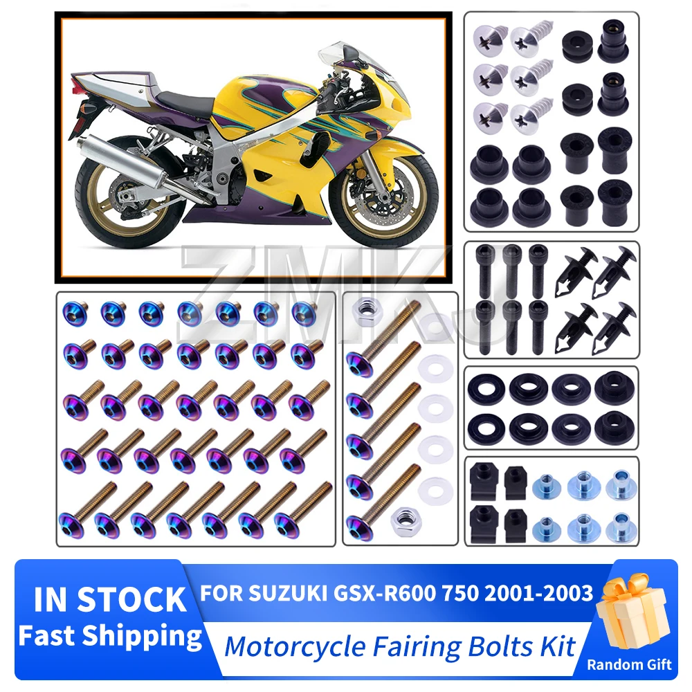 For Suzuki GSX-R600 GSXR 750 2001-2003 R1000 2001-2002 Motorcycle Stainless Complete Bodywork Fairing Bolt Kit Screws Clip Parts
For Suzuki GSX-R600 GSXR 750 2001-2003 R1000 2001-2002 Motorcycle Stainless Complete Bodywork Fairing Bolt Kit Screws Clip Parts