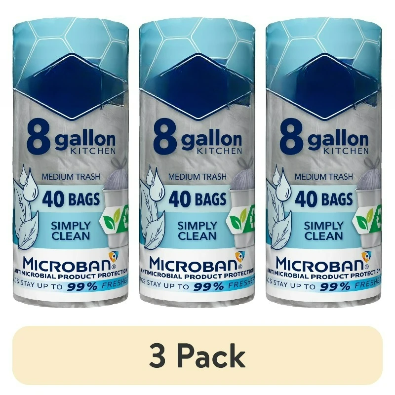 Мешки для мусора с завязками, 8 галлонов, средние, с ароматом Simply Clean и технологией Microban, 40 штук
Мешки для мусора с завязками, 8 галлонов, средние, с ароматом Simply Clean и технологией Microban, 40 штук