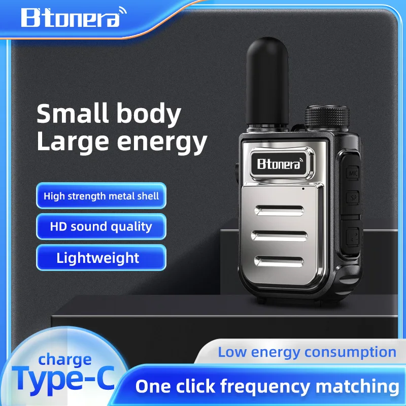BTONERRA BT230 Mini Walkie Talkie TYPE-C Rechargeable Handheld 1-3km Radio Transceiver Interphone Child Christmas Toys Gifts
BTONERRA BT230 Mini Walkie Talkie TYPE-C Rechargeable Handheld 1-3km Radio Transceiver Interphone Child Christmas Toys Gifts
