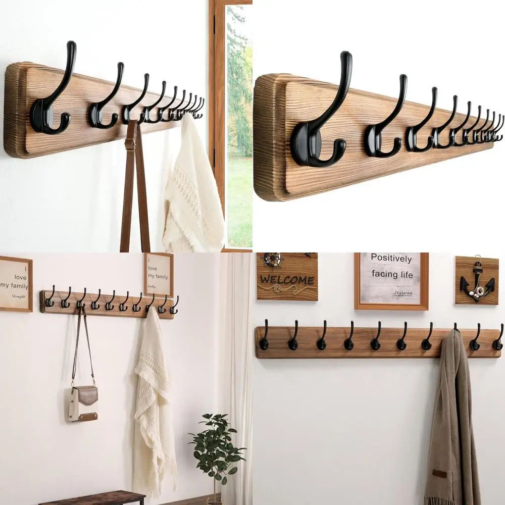 Durable Wooden Wall-Mounted Coat Rack with 10 Double Hooks for Winter Gear
Durable Wooden Wall-Mounted Coat Rack with 10 Double Hooks for Winter Gear