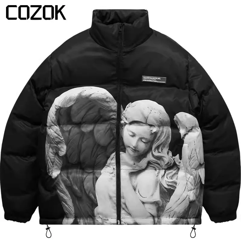 Hip Hop Fashion Padded Jacket Men Full Angel Print Warm Bomber Parkas Jacket Thick Cotton Oversized Puffer Coat Unisex 2023
Hip Hop Fashion Padded Jacket Men Full Angel Print Warm Bomber Parkas Jacket Thick Cotton Oversized Puffer Coat Unisex 2023