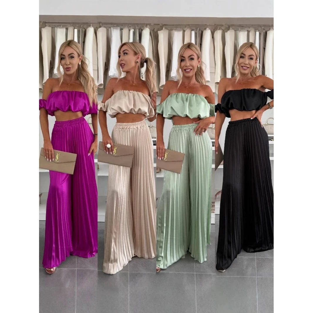 Elegant Color Off-Shoulder Pleated Long Pants Set Women's Fashionable Summer New Arrival High Waist Seven/Nine Pants Po...
Elegant Color Off-Shoulder Pleated Long Pants Set Women's Fashionable Summer New Arrival High Waist Seven/Nine Pants Po...