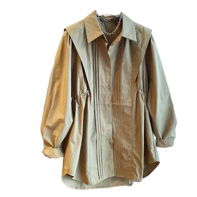 Spring Autumn Fold Shirt Women New Fashion Loose Casual Tops The Waist Button Square Collar Pure Colour Black Blouse Female
Spring Autumn Fold Shirt Women New Fashion Loose Casual Tops The Waist Button Square Collar Pure Colour Black Blouse Female