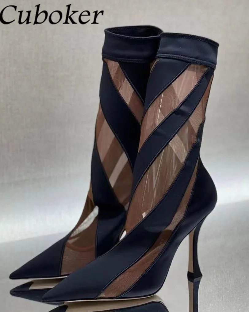 Designer Women Ankle High Heels Short Boots Pointy Toe Female Modern Long Boots 2022 Mesh Cloth Spring Summer Boots For Women
Designer Women Ankle High Heels Short Boots Pointy Toe Female Modern Long Boots 2022 Mesh Cloth Spring Summer Boots For Women