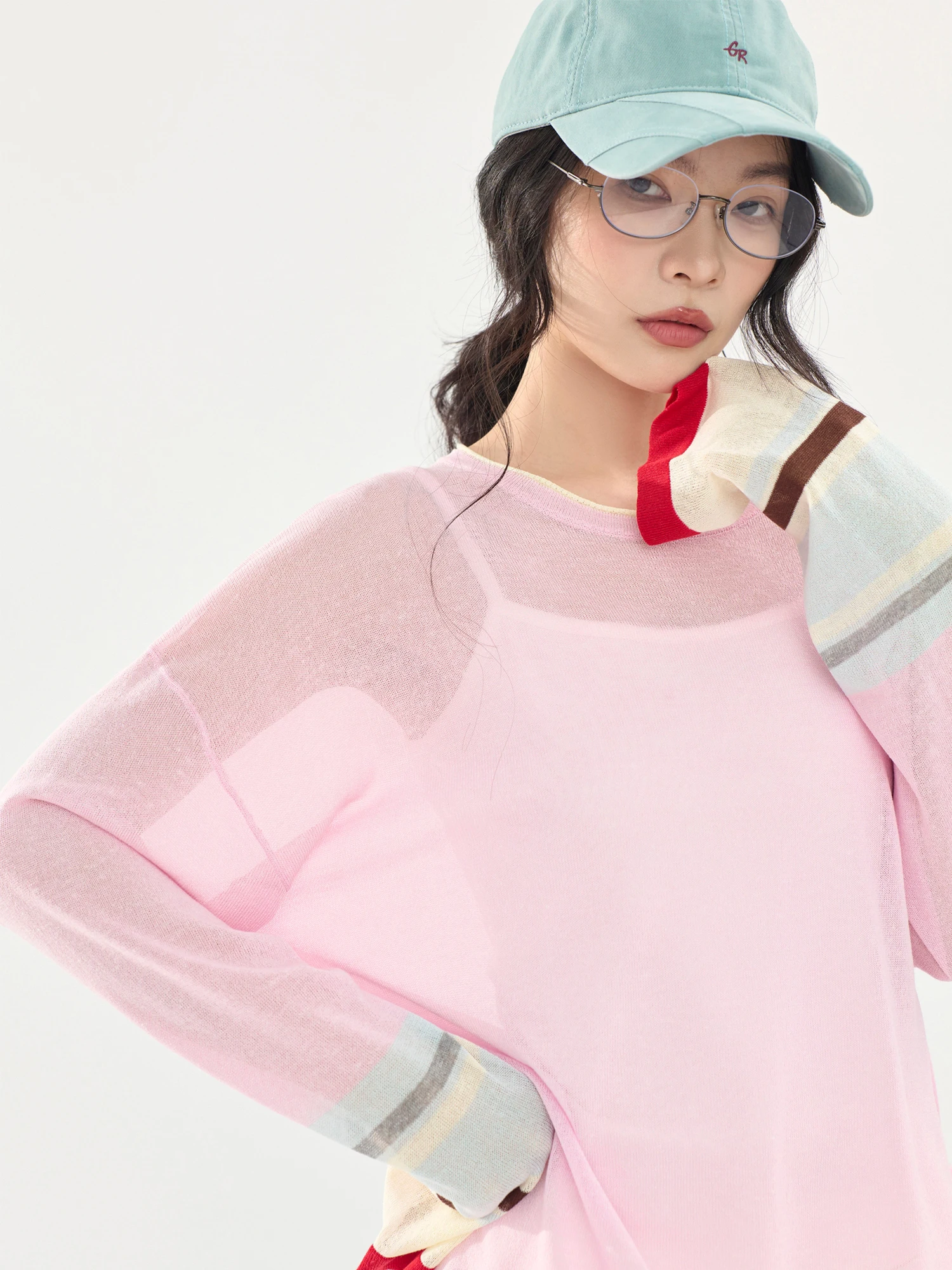 Pink Long Sleeve Knitted T-Shirt Women's Summer New Thin Loose Dopaamine Color Block Lace Cover up Korean Style Commute
Pink Long Sleeve Knitted T-Shirt Women's Summer New Thin Loose Dopaamine Color Block Lace Cover up Korean Style Commute