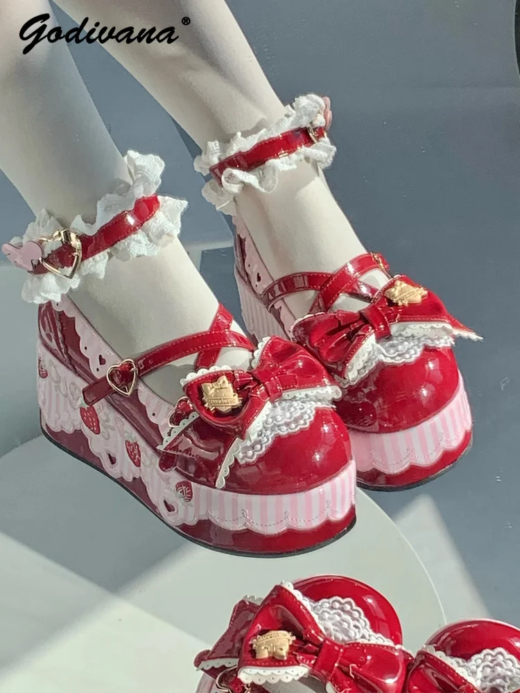 Doll Feeling Lolita Strawberry Mary Jane Shoes Spring Summer New Girls Womens Sweet Cute Round Head Muffin Shoes High Heel Pumps
Doll Feeling Lolita Strawberry Mary Jane Shoes Spring Summer New Girls Womens Sweet Cute Round Head Muffin Shoes High Heel Pumps