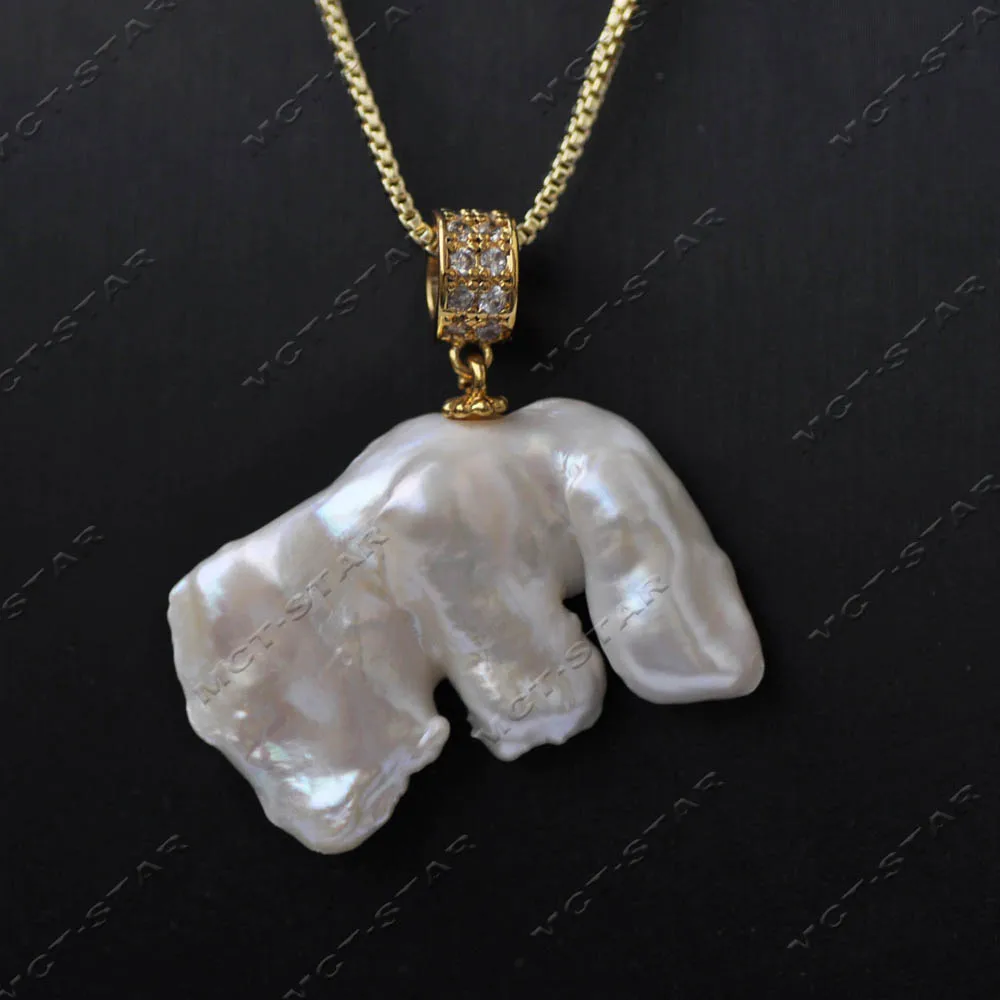 Z14612 Only One 38mm 100% Natural Real White Baroque Keshi Pearl Pendant Chain
Z14612 Only One 38mm 100% Natural Real White Baroque Keshi Pearl Pendant Chain