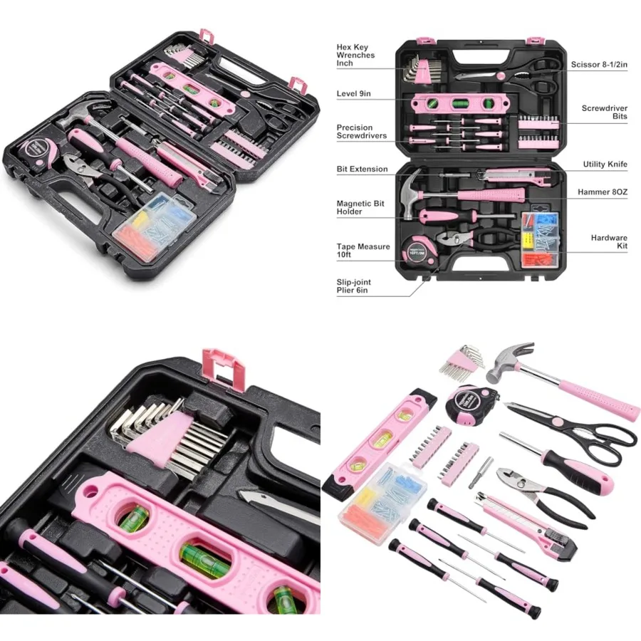 142-Piece Household Tool Kit for Home Repair, Hand Tools with Storage Case, 13.39 x 9.25 x 2.95 inch
142-Piece Household Tool Kit for Home Repair, Hand Tools with Storage Case, 13.39 x 9.25 x 2.95 inch