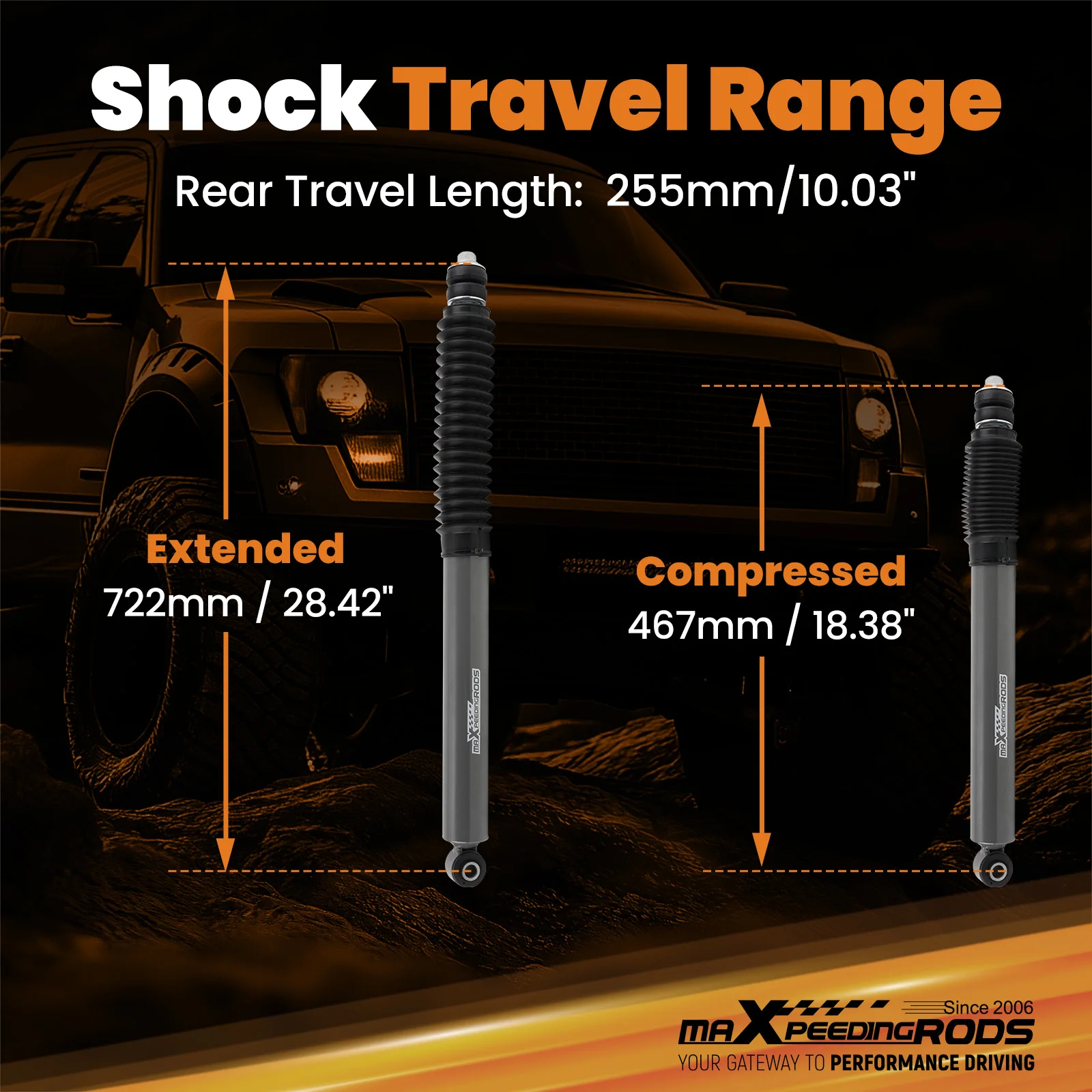 Factory 0-3" Lifted Rear Shock Set with Dust Cover for RAM 1500 2WD/4WD 2019-2026
Factory 0-3" Lifted Rear Shock Set with Dust Cover for RAM 1500 2WD/4WD 2019-2026