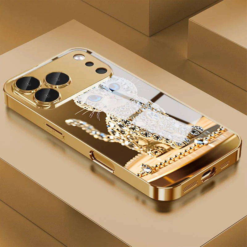 Luxury Crystal Cat Tempered Glass Phone Case For iPhone 17 Pro Max 16 15 14 Plus 11 12 13 Pro Max 16E 17Air Anticollision Cover
Luxury Crystal Cat Tempered Glass Phone Case For iPhone 17 Pro Max 16 15 14 Plus 11 12 13 Pro Max 16E 17Air Anticollision Cover