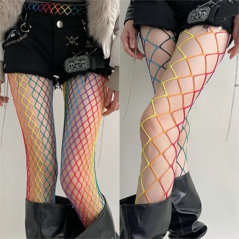 Kave Y2K Радужные ажурные колготки для женщин, пикантные колготки для вечеринок в ночном клубе для девочек JK, большие сетчатые высокоэластичные полые чулки
Kave Y2K Радужные ажурные колготки для женщин, пикантные колготки для вечеринок в ночном клубе для девочек JK, большие сетчатые высокоэластичные полые чулки