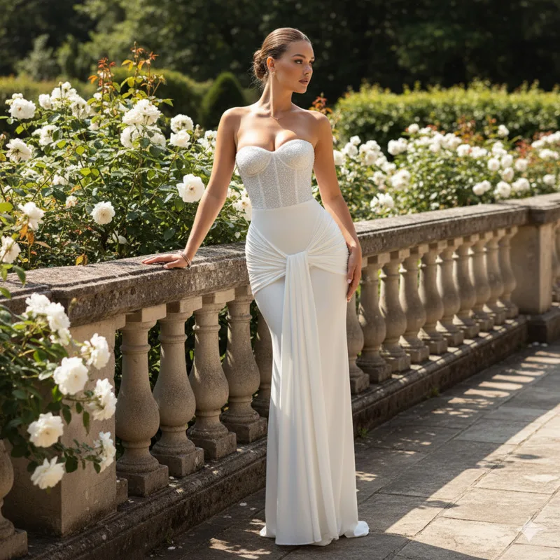 Women's Elegant Sequin Patchwork Strapless Maxi Dress Backless Bodycon Mermaid Gown For Wedding Guest Evening Party Formal Wears
Women's Elegant Sequin Patchwork Strapless Maxi Dress Backless Bodycon Mermaid Gown For Wedding Guest Evening Party Formal Wears