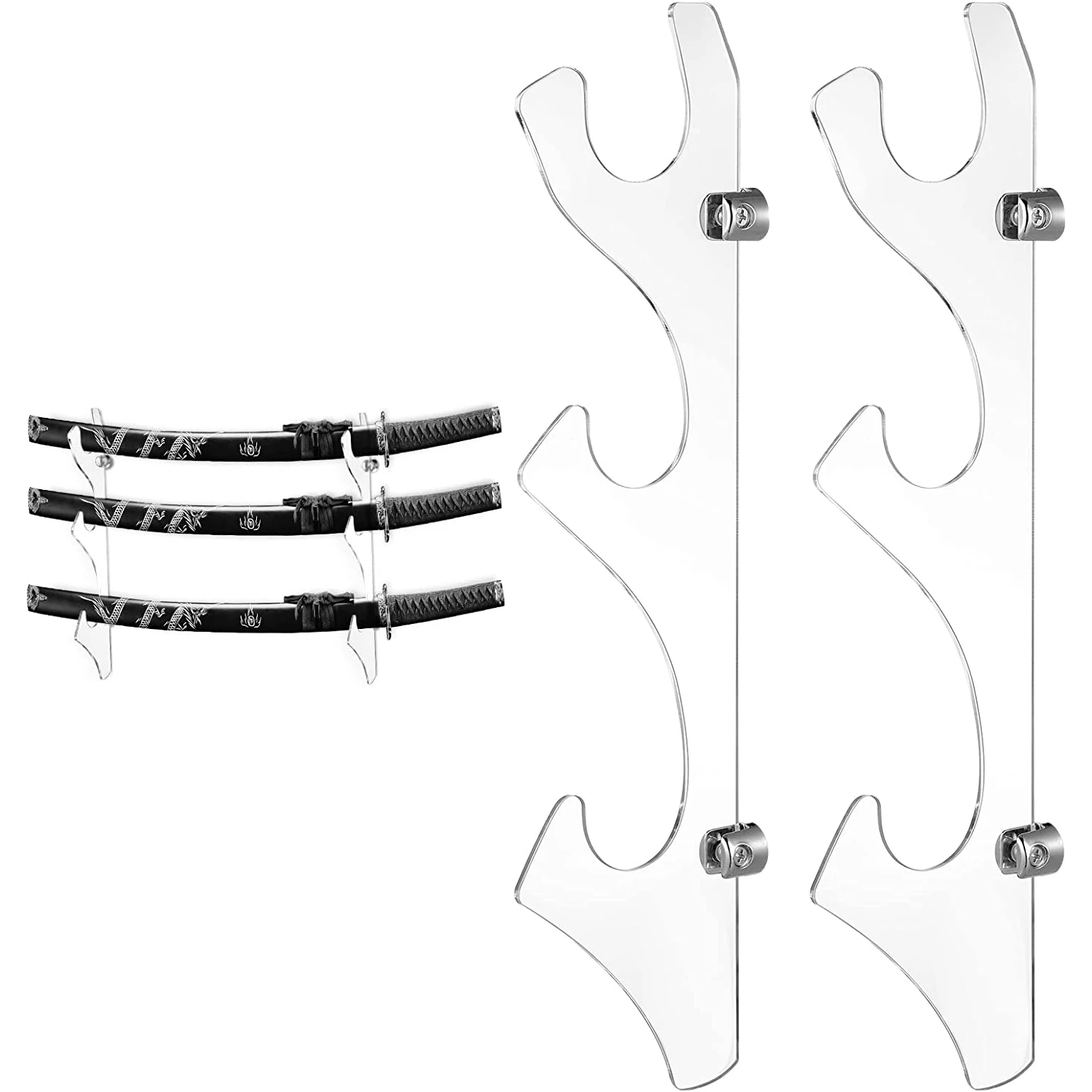 Sword Wall Mount Acrylic 3 Tier Sword Mount Display Horizontally Katana Sword Holder Display Martial Arts Rack for Katana Wand
Sword Wall Mount Acrylic 3 Tier Sword Mount Display Horizontally Katana Sword Holder Display Martial Arts Rack for Katana Wand