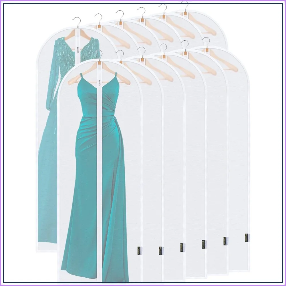 60'' Translucent Garment Bags, 12 Pack PEVA Dress Bag for Closet Clothes Dresses Suit Coats Storage
60'' Translucent Garment Bags, 12 Pack PEVA Dress Bag for Closet Clothes Dresses Suit Coats Storage