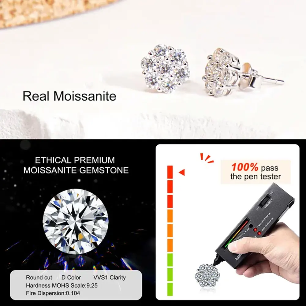 Wholesale Exquisite 6.1/8.1/8.9/9.9mm 925 Sterling Silver Studs Earrings Shiny VVS Moissanite Flower Shaped Fine Hip Hop Jewelry
Wholesale Exquisite 6.1/8.1/8.9/9.9mm 925 Sterling Silver Studs Earrings Shiny VVS Moissanite Flower Shaped Fine Hip Hop Jewelry
