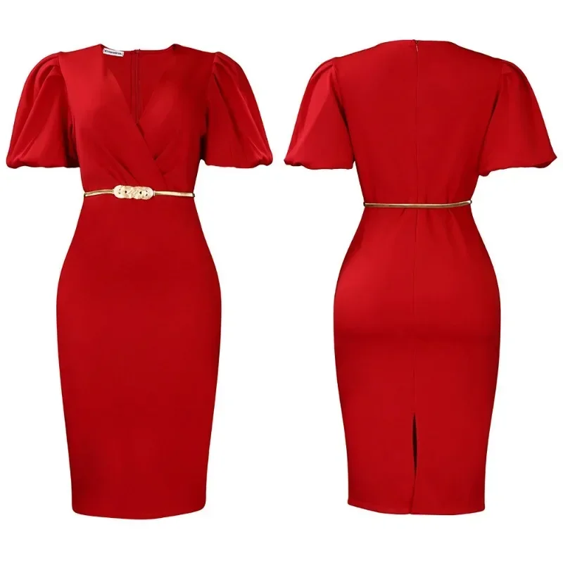 Polyester African Dresses for Women 2024 Dashiki Bodycon African Clothes Elegant Half Sleeve V-neck Knee-length Dress With Belt
Polyester African Dresses for Women 2024 Dashiki Bodycon African Clothes Elegant Half Sleeve V-neck Knee-length Dress With Belt