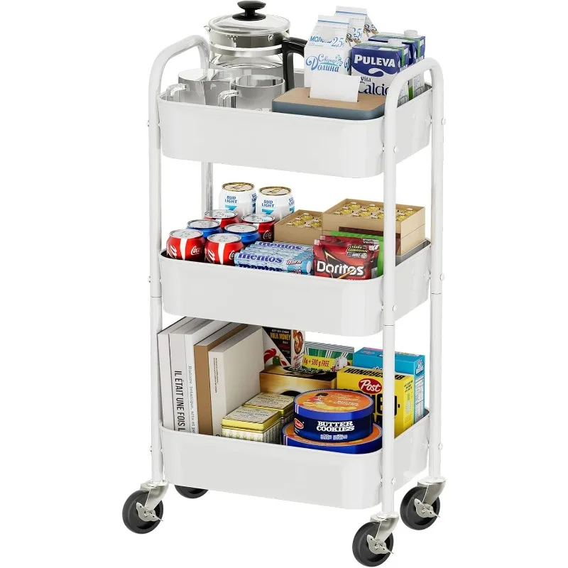3 Tier Metal Cart on Wheels, Heavy Duty Rolling Storage Cart for Kitchen to Organize Books Snacks Tools
3 Tier Metal Cart on Wheels, Heavy Duty Rolling Storage Cart for Kitchen to Organize Books Snacks Tools
