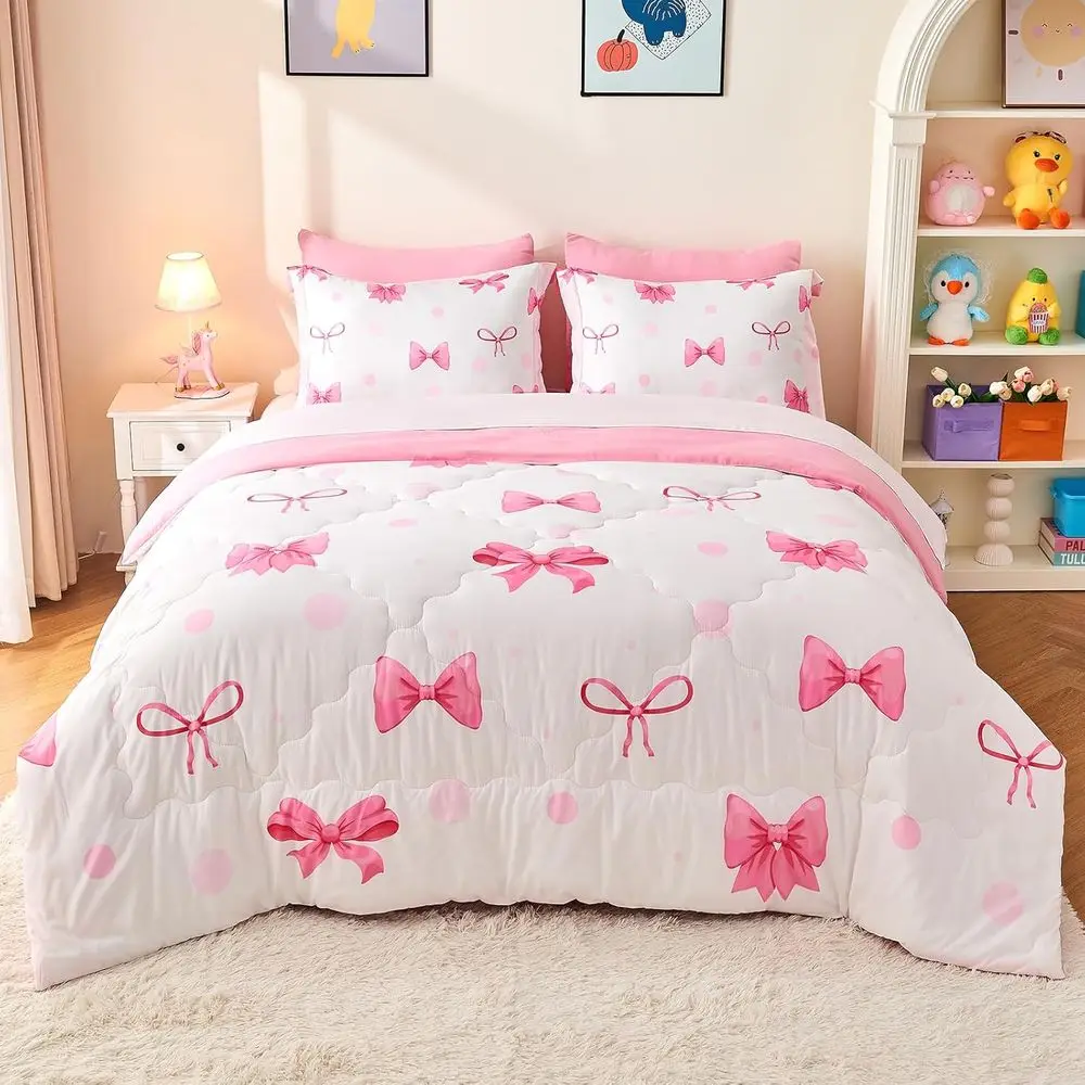 Twin Size Pink Bow Bedding Set for Girls with Comforter, Sheet, and Pillowcases - Perfect Birthday Gift
Twin Size Pink Bow Bedding Set for Girls with Comforter, Sheet, and Pillowcases - Perfect Birthday Gift
