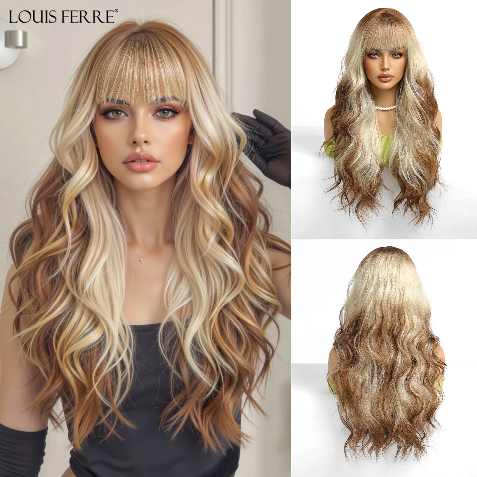 LOUIS FERRE Коричневый Ombre Блондинка Длинные Волнистые Искусственные Волосы С Челкой Для Женщин Повседневные Вечерние Использование Натуральные Термостойкие Синтетические Парики
LOUIS FERRE Коричневый Ombre Блондинка Длинные Волнистые Искусственные Волосы С Челкой Для Женщин Повседневные Вечерние Использование Натуральные Термостойкие Синтетические Парики