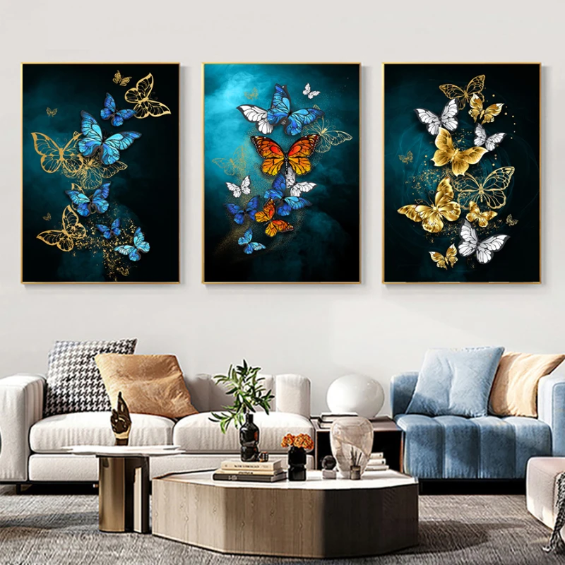 Gold Blue Butterfly Poster Luxury Decorative Interior Paintings Canvas Wall Art Pictures Modern Abstract Living Room Decoration
Gold Blue Butterfly Poster Luxury Decorative Interior Paintings Canvas Wall Art Pictures Modern Abstract Living Room Decoration
