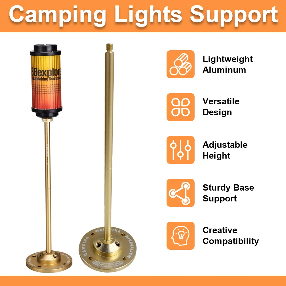 Camping Lights Support Aluminum Alloy Lamp Pole Bracket 1/4In Extended Pole Outdoor Lamp Support Holder for Outdoor Camping
Camping Lights Support Aluminum Alloy Lamp Pole Bracket 1/4In Extended Pole Outdoor Lamp Support Holder for Outdoor Camping