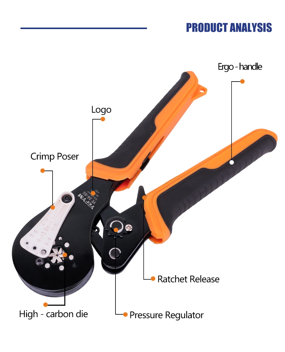 With terminal holder Ferrule Crimping Tool YE 16-6S 0.5-16mm²/20-5AWG Tubular Terminal Mini Pliers Convenient crimping tool
With terminal holder Ferrule Crimping Tool YE 16-6S 0.5-16mm²/20-5AWG Tubular Terminal Mini Pliers Convenient crimping tool