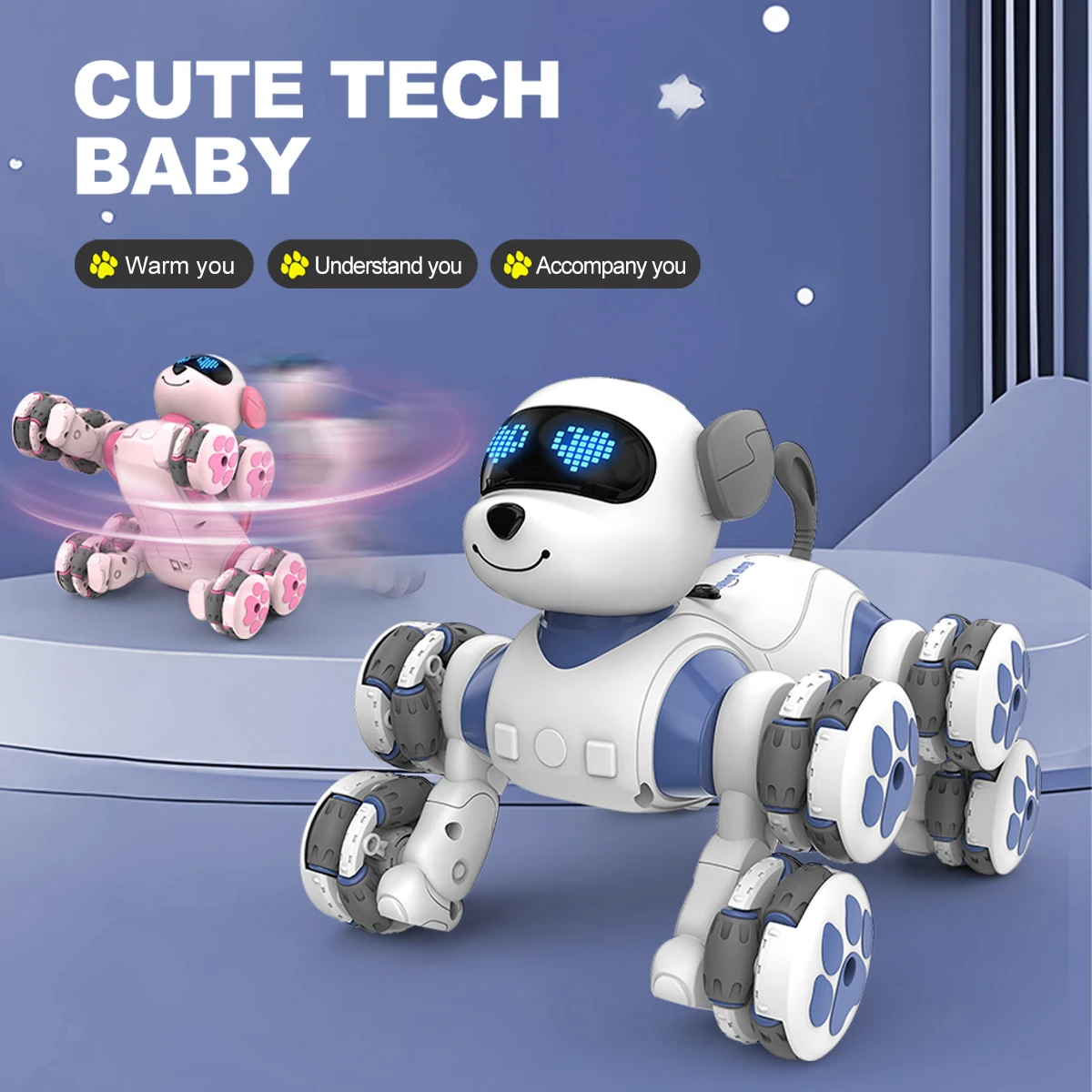 Remote Control Dog Toys Eight Wheeled Stunt Intelligent Robot Dog Interactive Electronic Pet Programming Model Gifts for Kids
Remote Control Dog Toys Eight Wheeled Stunt Intelligent Robot Dog Interactive Electronic Pet Programming Model Gifts for Kids
