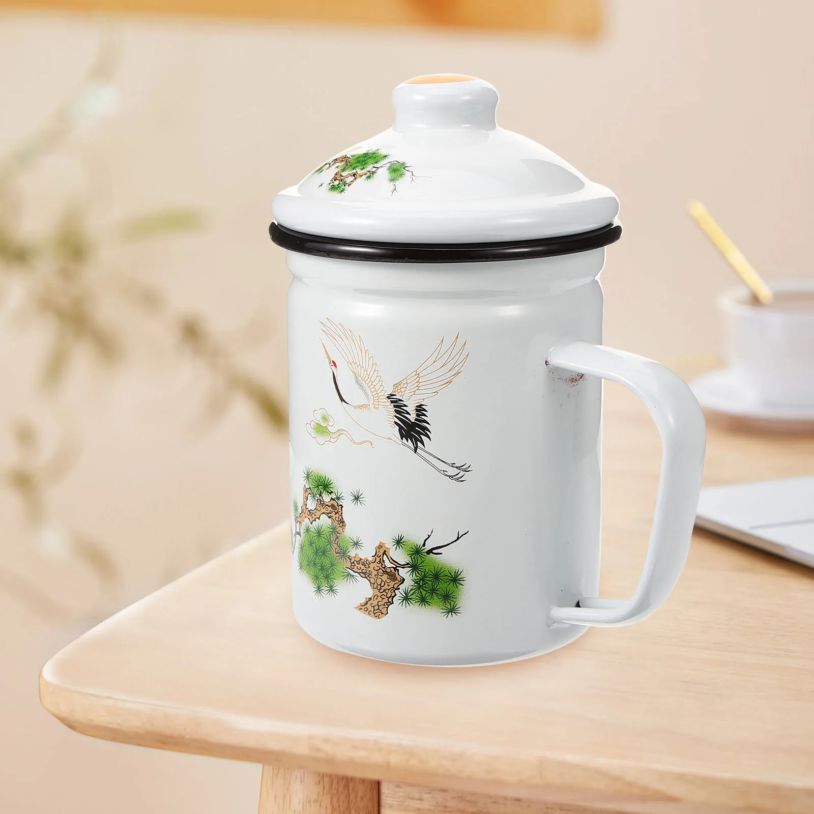 Enamel Tea Drinking Cup Retro Crane Pattern Classic Handle Mug with Loose Leaf Filter Suitable for Coffee Tea Office Home
Enamel Tea Drinking Cup Retro Crane Pattern Classic Handle Mug with Loose Leaf Filter Suitable for Coffee Tea Office Home