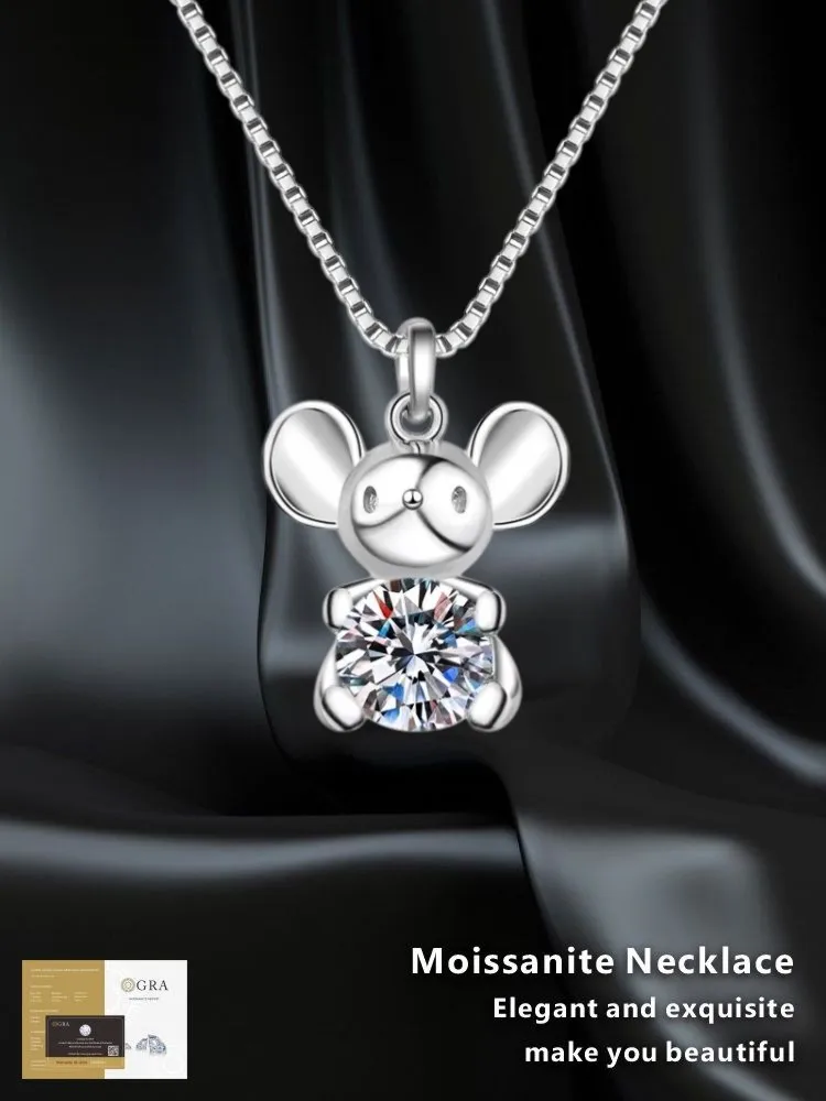 Moissanite Sterling 925 Silver GRA Certified Cute Mouse Necklace Zodiac Pendant Necklace
Moissanite Sterling 925 Silver GRA Certified Cute Mouse Necklace Zodiac Pendant Necklace