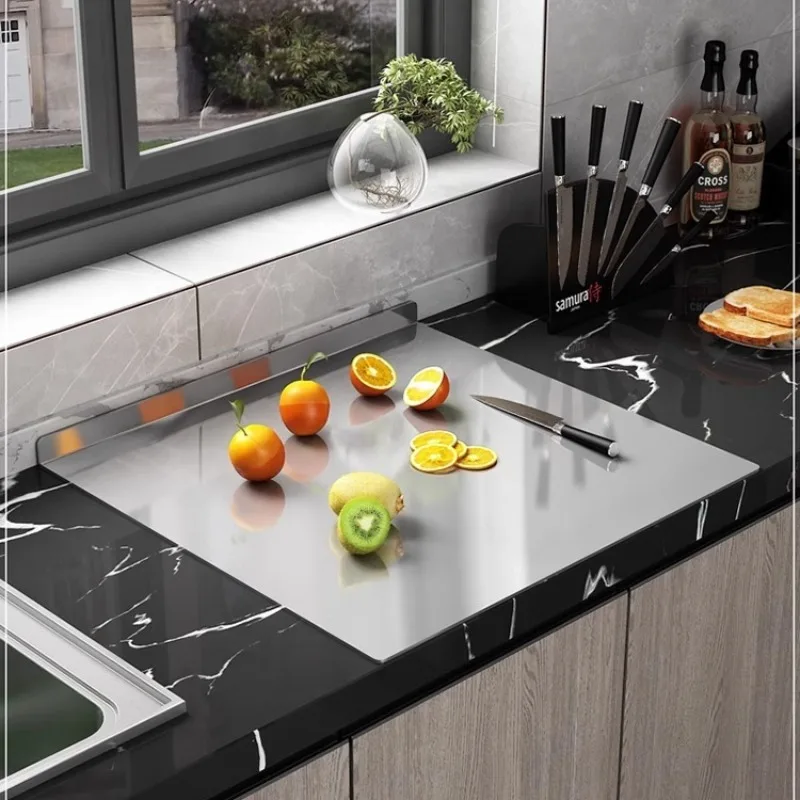 Складная разделочная доска L-образной формы из нержавеющей стали, двусторонняя, для кухни, дома, для нарезки фруктов и замешивания теста
Складная разделочная доска L-образной формы из нержавеющей стали, двусторонняя, для кухни, дома, для нарезки фруктов и замешивания теста