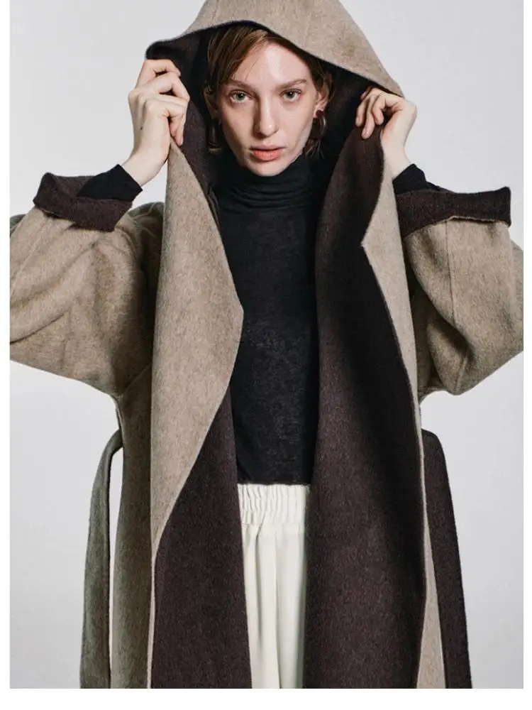 Hooded Bathrobe Office Lady Woolen Jackets 2024 Autumn And Winter Lace-Up Tie Loose Lazy Women's Long 100% Wool Coats
Hooded Bathrobe Office Lady Woolen Jackets 2024 Autumn And Winter Lace-Up Tie Loose Lazy Women's Long 100% Wool Coats
