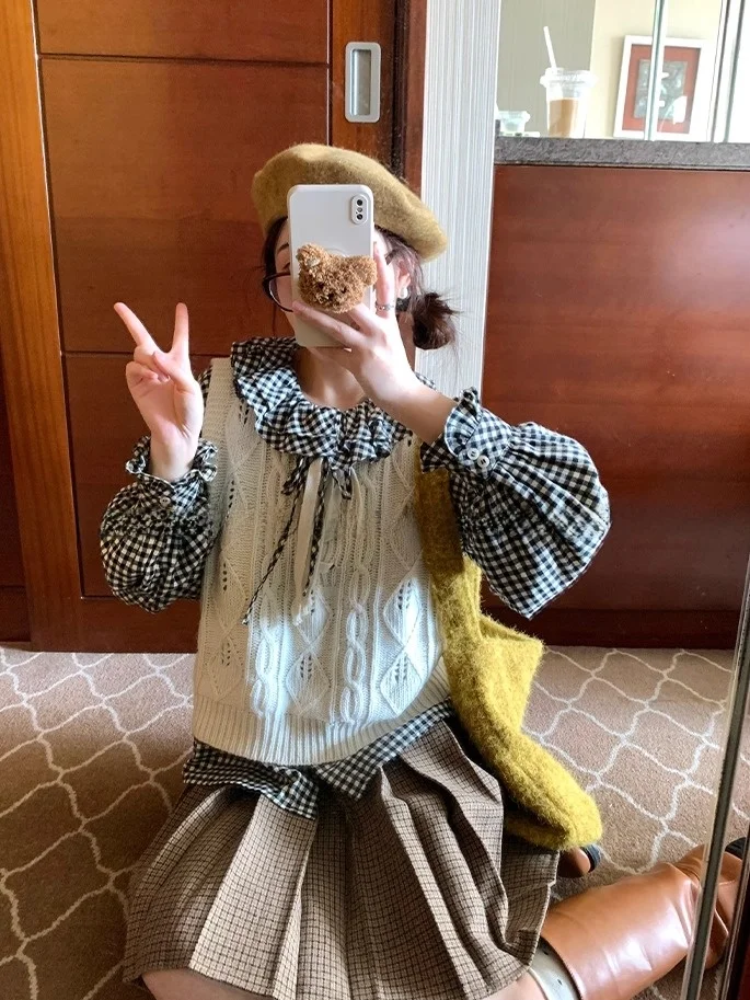 Fufufun Original Design Oreo Cookies Pattern Double Layer Ruffle Folded Belted Cotton irt Women's Loose Fit Long Sve
Fufufun Original Design Oreo Cookies Pattern Double Layer Ruffle Folded Belted Cotton irt Women's Loose Fit Long Sve