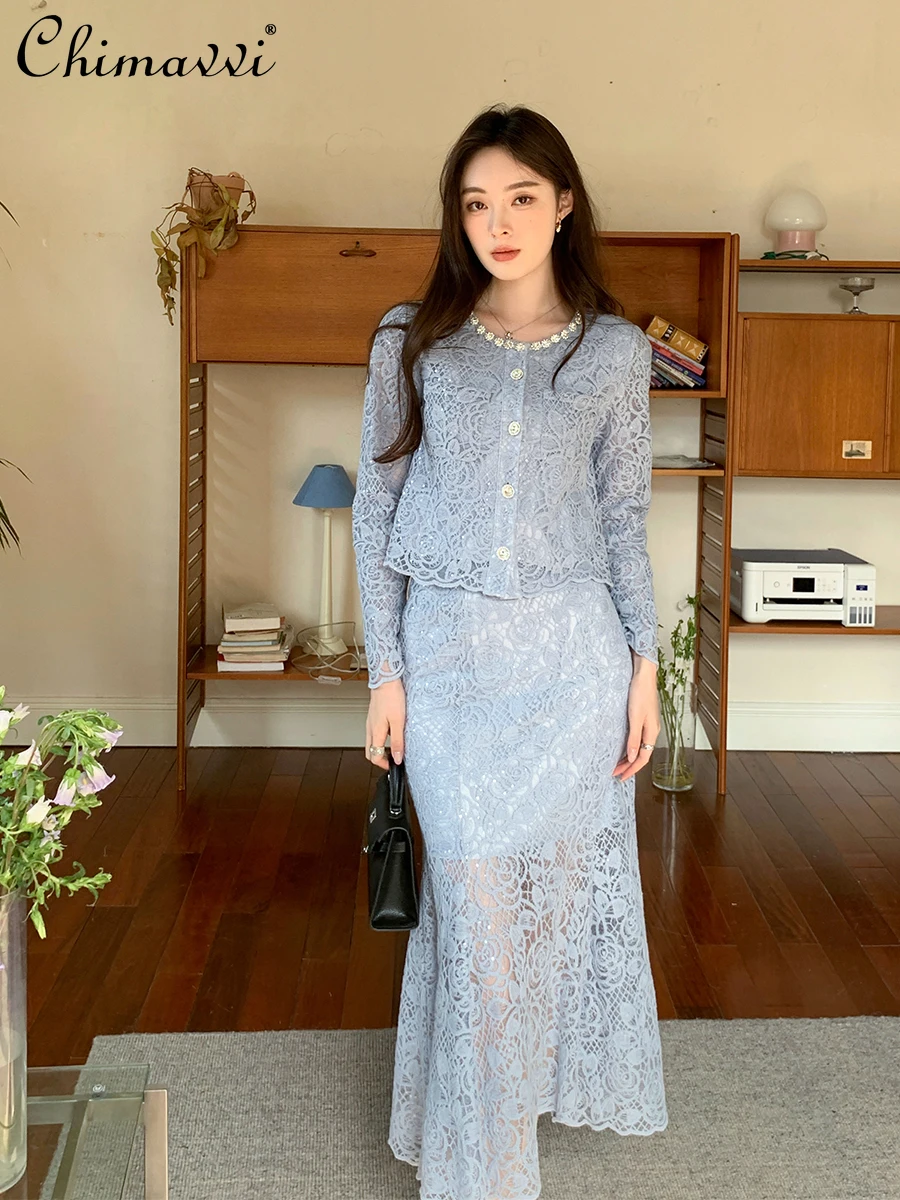 2025 Spring and Summer New French Temperament Slim-fitting Slim Coat Top Fishtail Skirt Blue Suit High-end Women 2-piece Set
2025 Spring and Summer New French Temperament Slim-fitting Slim Coat Top Fishtail Skirt Blue Suit High-end Women 2-piece Set