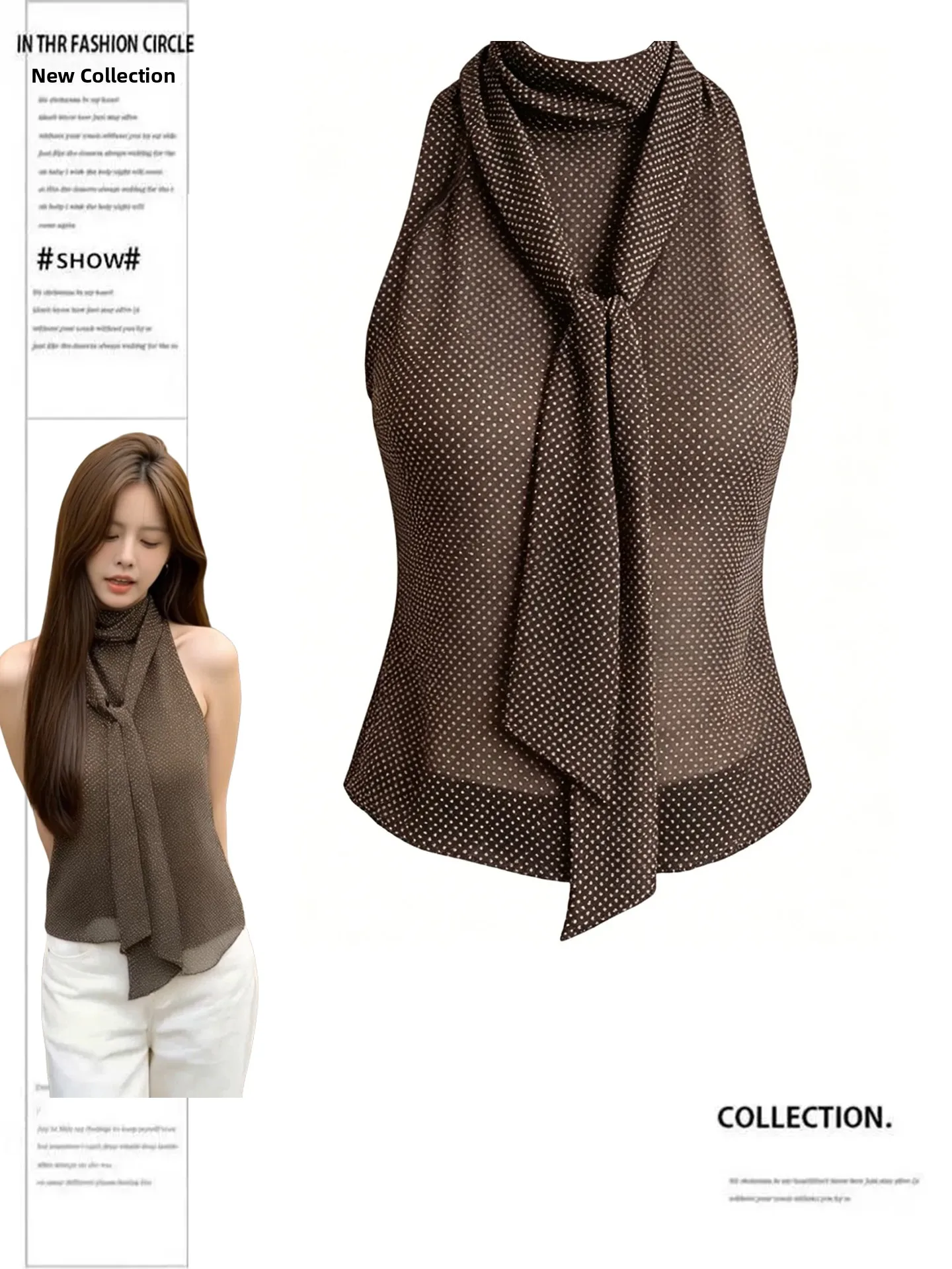 Duor plus Size Summer Polka Dot High Neck Sleeveless Vest Women's Casual Style Thin Top Korean Fashion Slim Fit Chiffon
Duor plus Size Summer Polka Dot High Neck Sleeveless Vest Women's Casual Style Thin Top Korean Fashion Slim Fit Chiffon