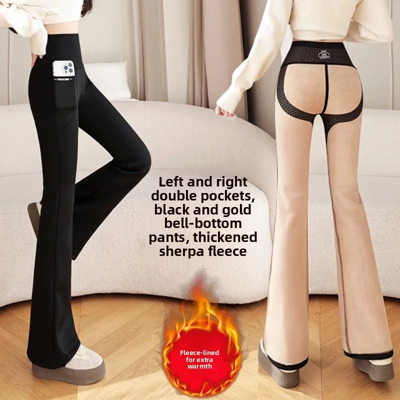 Bla Gold Bell Bot Pants Double kets Warm Thiened Long Trousers for Women's Autumn Faion Ladies' Base Layer Pants
Bla Gold Bell Bot Pants Double kets Warm Thiened Long Trousers for Women's Autumn Faion Ladies' Base Layer Pants