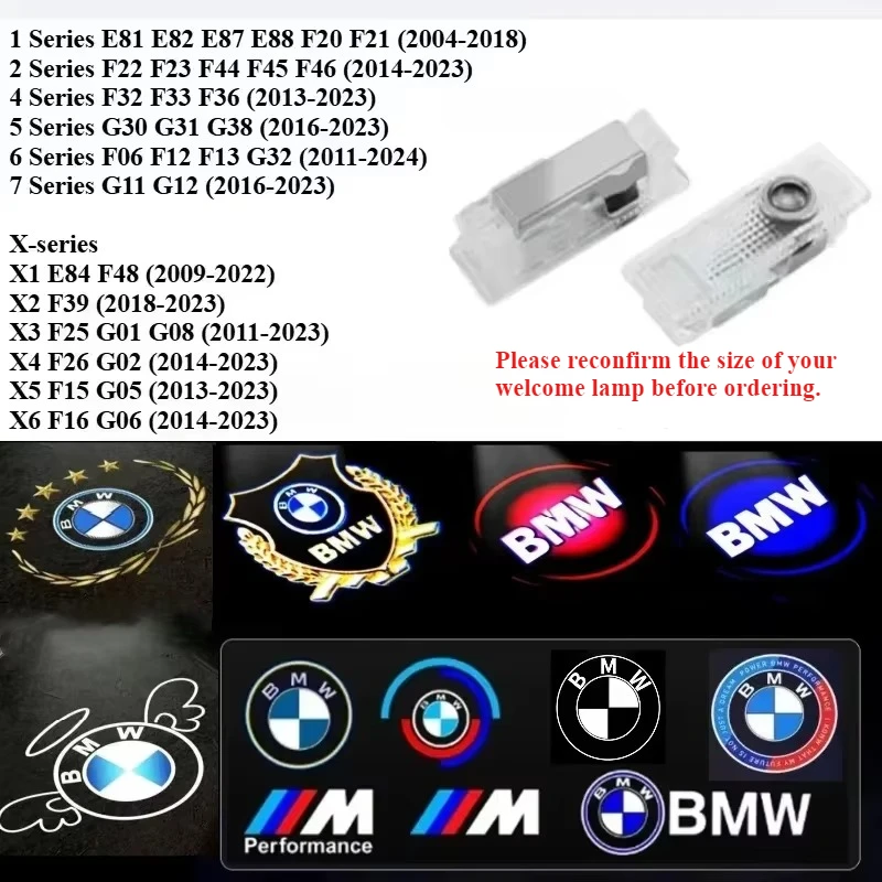 2/4pcs Car LED welcome lamp is suitable for BMW 1 series E81 E82 E87 E88 F20 F21 04-18 /2 4 5 6 7 series decorative lighting.
2/4pcs Car LED welcome lamp is suitable for BMW 1 series E81 E82 E87 E88 F20 F21 04-18 /2 4 5 6 7 series decorative lighting.