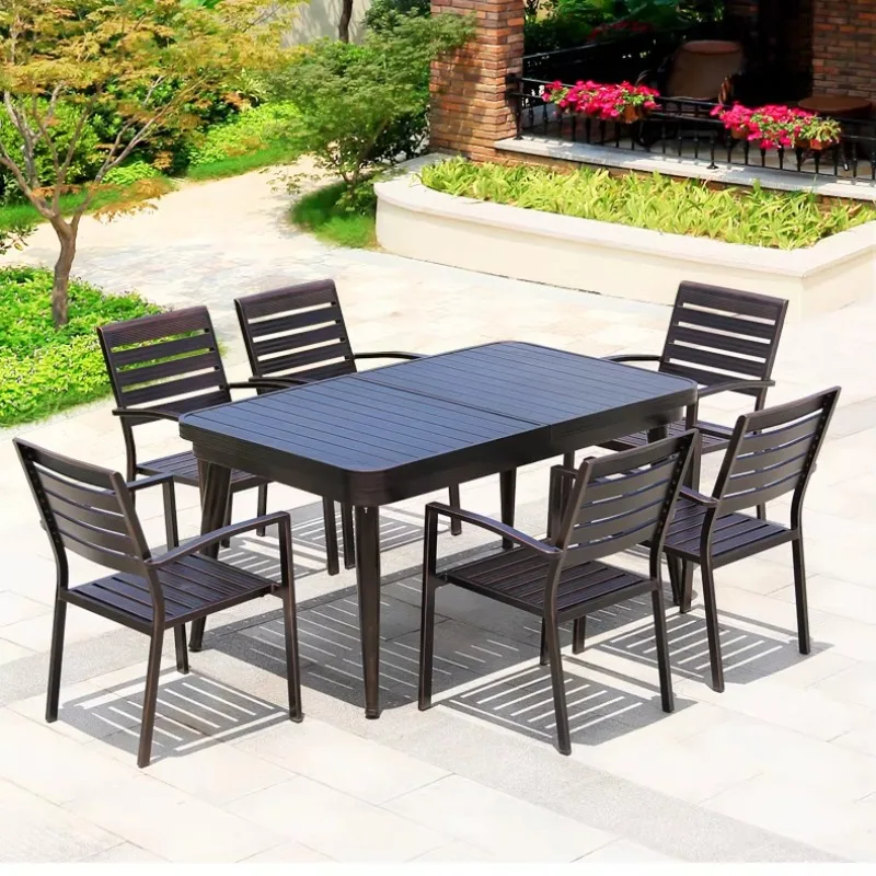 Modern Outdoor Patio Furniture Cast Aluminum Garden Chair and Long Extendable Table Dining Set
Modern Outdoor Patio Furniture Cast Aluminum Garden Chair and Long Extendable Table Dining Set