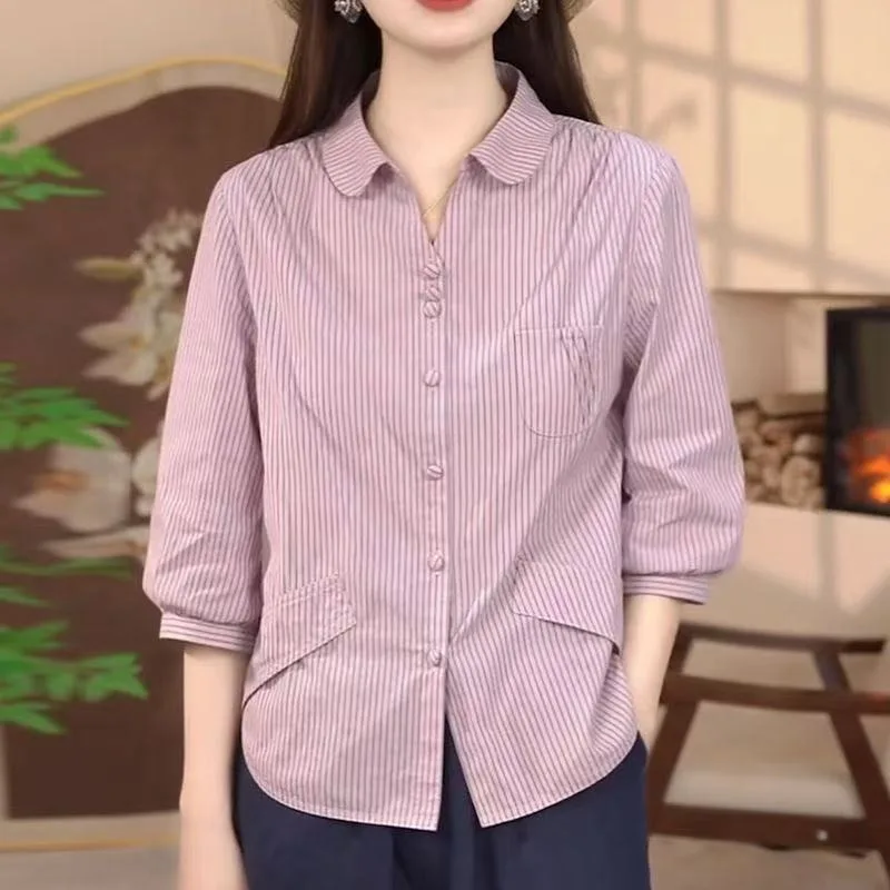 Fashionable plus Size Women's Shirt Spring Summer New Style Slimming Top Trendy Outerwear Age-Defying Casual Commute Style
Fashionable plus Size Women's Shirt Spring Summer New Style Slimming Top Trendy Outerwear Age-Defying Casual Commute Style
