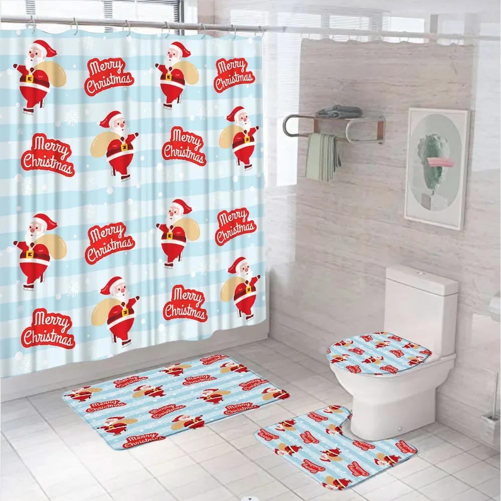 Cartoon Santa Claus Bathroom Set Shower Curtain Non-Slip Rug Bath Mat Lid Toilet Cover Christmas Xmas Gift Home Bathtub Curtains
Cartoon Santa Claus Bathroom Set Shower Curtain Non-Slip Rug Bath Mat Lid Toilet Cover Christmas Xmas Gift Home Bathtub Curtains
