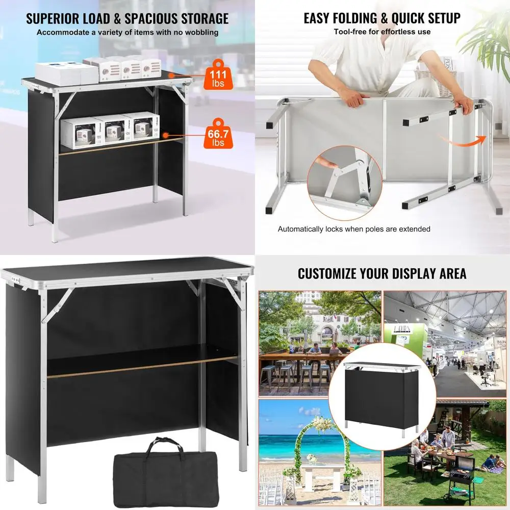 Portable Folding Bar Table with Carrying Case and Storage Shelf, Ideal for Parties, Picnics, and Exhibitions
Portable Folding Bar Table with Carrying Case and Storage Shelf, Ideal for Parties, Picnics, and Exhibitions