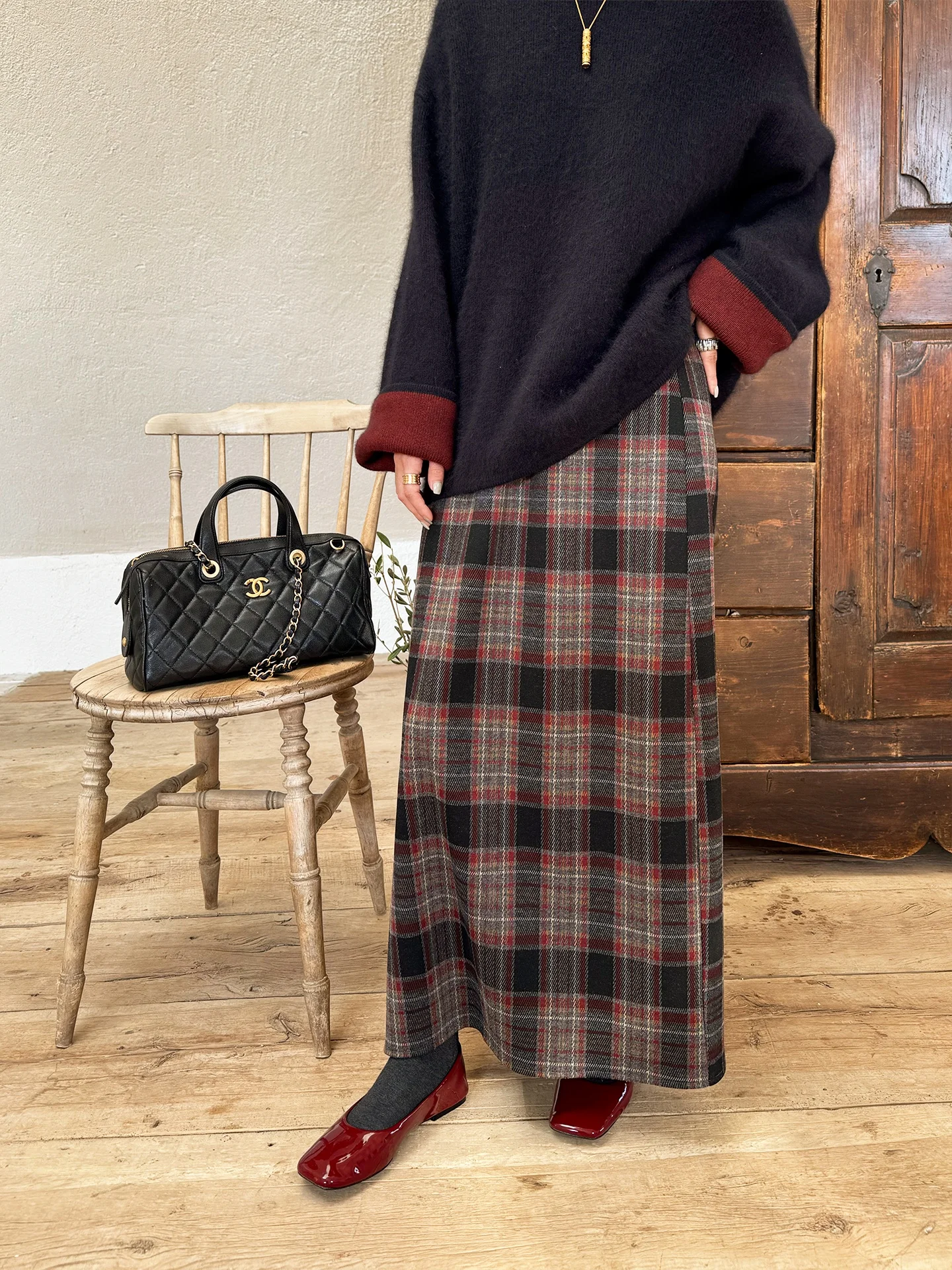 Vintage Plaid A-Line Skirt Women's Faion Split High Waist Polyester Fiber Casual Sle Autumn Winter Long Skirt
Vintage Plaid A-Line Skirt Women's Faion Split High Waist Polyester Fiber Casual Sle Autumn Winter Long Skirt