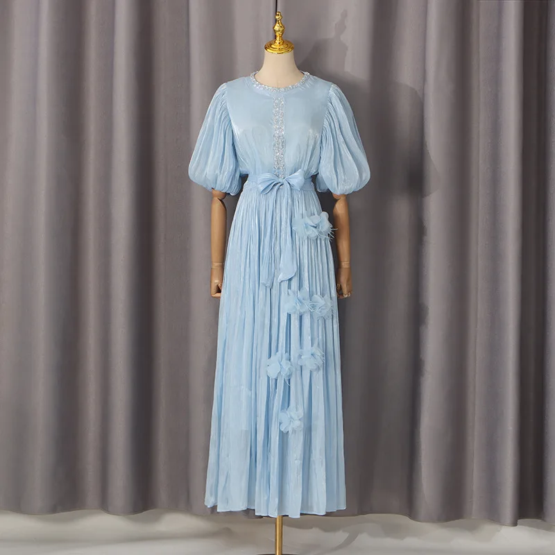 Luxury Beading3D Flower Banquet Evening Wedding Long Dress Women Lantern Sleeve Sashes Silk Retro Solid Evening Party Vestidos
Luxury Beading3D Flower Banquet Evening Wedding Long Dress Women Lantern Sleeve Sashes Silk Retro Solid Evening Party Vestidos