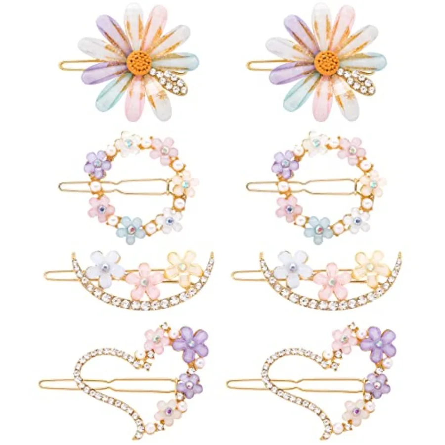 8PCS Cute Hair Clips for Women Girl Daisy Heart Moon Bobby Hairpins Glitter Crystal Flower Rhinestone Barrettes Handmade Metal
8PCS Cute Hair Clips for Women Girl Daisy Heart Moon Bobby Hairpins Glitter Crystal Flower Rhinestone Barrettes Handmade Metal