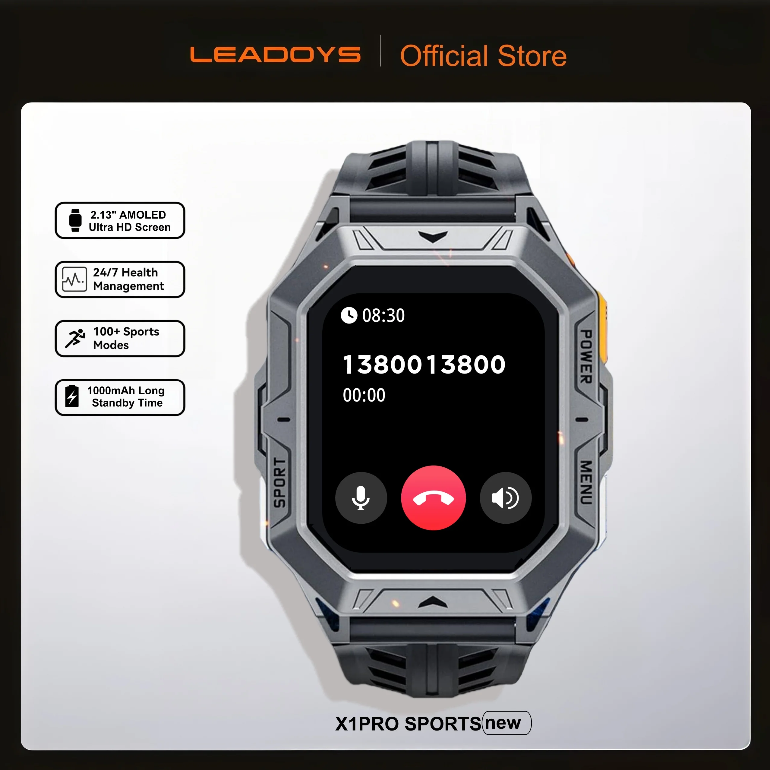 LEADOYS Outdoor Sport Smart Watch Men 2.13" AMOLED Screen 1000mAh Large Battery Bluetooth Call Watch Heart Rate Monitor Smartwat
LEADOYS Outdoor Sport Smart Watch Men 2.13" AMOLED Screen 1000mAh Large Battery Bluetooth Call Watch Heart Rate Monitor Smartwat